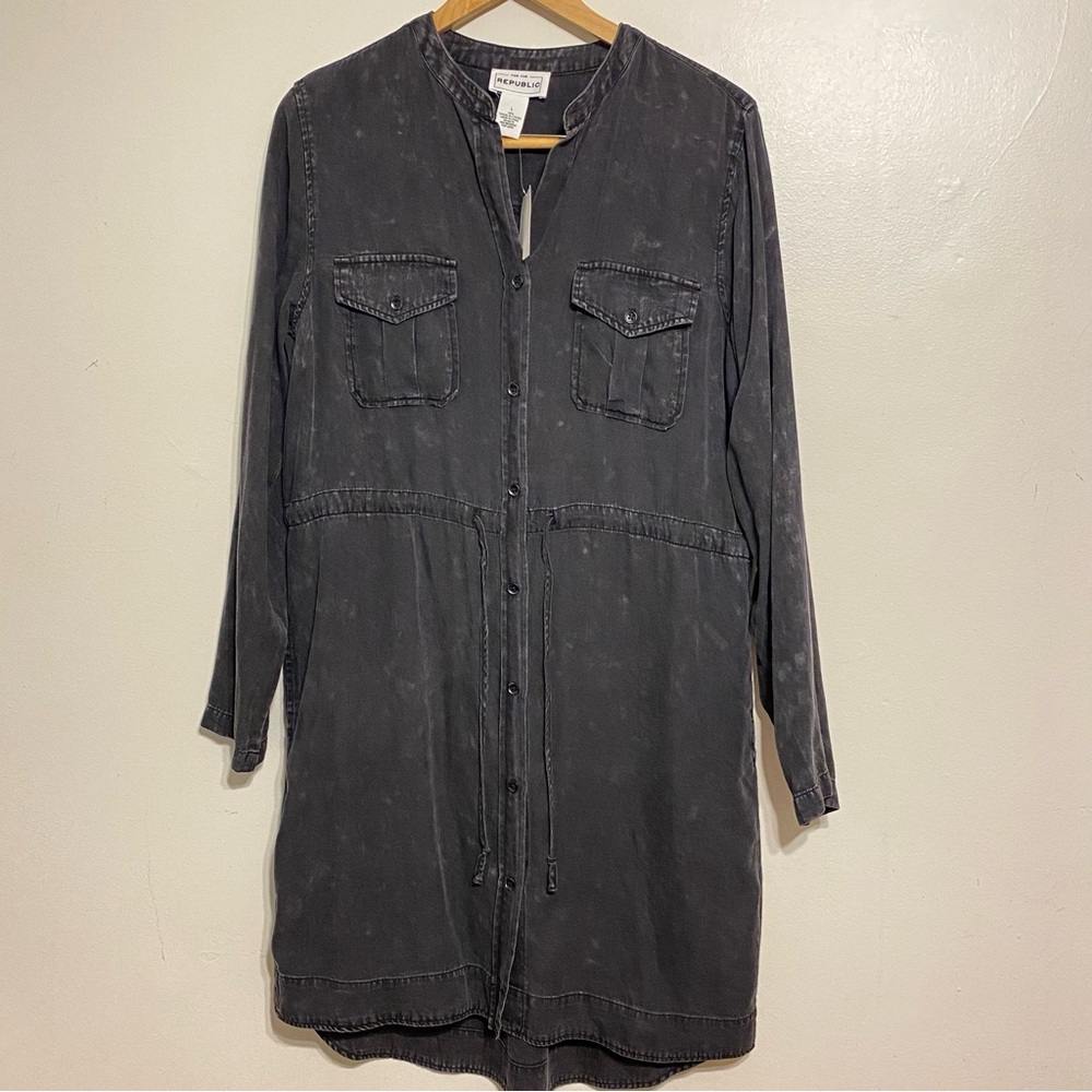 For The Republic Black Lyocell  Long Sleeved Shirt Dress size Large